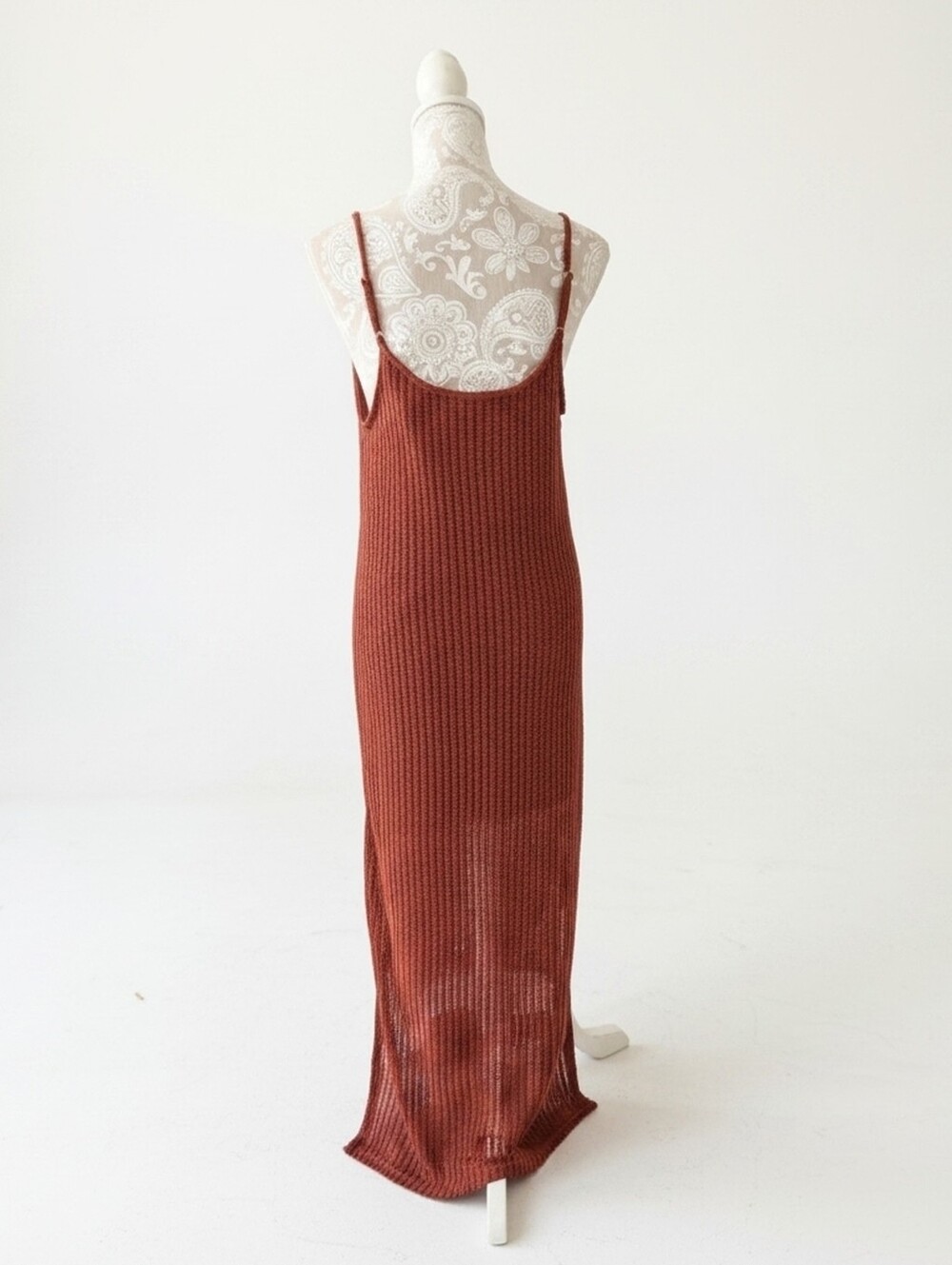 By the River Burnt Orange Bohemian Hippie Crochet Beach Maxi Size L - Picture 3 of 12